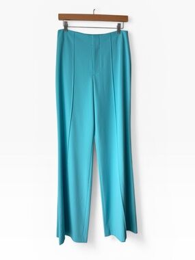 Alice + Olivia High Rise Teal Wide-Leg Trousers